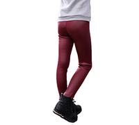 Cálido Infantil Leggings para Niñas Largo Pantalones De Pana Leggins Polipiel Vino Rojo 130