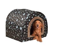 Cálido para perros de interior - invierno lavable con entrada de tela suave, puerta flexible extraíble, diseño que retiene el calor, refugio para animales portátil ligero y de código