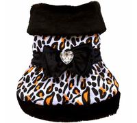 Cálido vestido para perros con look de leopardo blanco DoggyDolly - 50% descuento