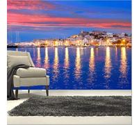 Cálido Y Hermoso Paisaje De La Puesta Del Sol De La Ciudad De La Playa 3D Papel Pintado Pared Fácil Instalación Oficina Sala Estar Sofá Dormitorio TV Fondos Decoración-350cm×256cm