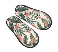 Cálido Zapatillas de Estar por Casa Palmeras y plumeria del paraíso Pantuflas Casa Suave Pantuflas Mujer para Dormitorio Hombre Hotel M
