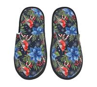 Cálido Zapatillas de Peluche Flores de cardenal de Navidad Zapatillas Casa Antideslizante Pantuflas de Hombre para Invierno Hombre Mujer L