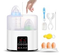 Calienta Biberones Multifunción para Bebés, Calentador de Biberones Rápido con Pantalla LCD Táctil, Esterilizador de Vapor Doble,Función Descongelar y Mantener Calor, Apto Todos Los Biberones (Blanco)