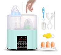 Calienta Biberones Multifunción para Bebés, Calentador de Biberones Rápido con Pantalla LCD Táctil, Esterilizador de Vapor Doble,Función Descongelar y Mantener Calor, Apto Todos Los Biberones (Verde)