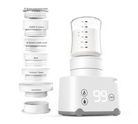 Calienta Biberones Portatil con Modos de Calentamiento de Leche/Agua Calienta Biberones a Prueba de Fugas con 6 Adaptadores Compatible con Philips Avent, MAM, Tommee Tippee, Chicco y NUK