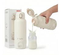 Calienta Biberones Portatil inalámbrico - Capacidad 500ml - Para Leche Materna y Agua - Acero Inoxidable - Ideal Para la Noche, Salidas y Viajes - Se Calienta en 3 Minutos - Batería de Larga Duración