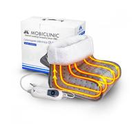 Mobiclinic, Calientapiés eléctrico, Muy bajo consumo, 100w, Apagado automático, Lana y vellón, Marca española, Forro interior fácilmente lavable, 3 niveles de temperatura, 30 x 24cm, Gris