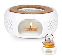 Calientaplatos para tetera, calentador de cerámica con cojín de corcho, calentador de café, tetera, calentador de té blanco, calentador de tetera para preservar el calor, té y café