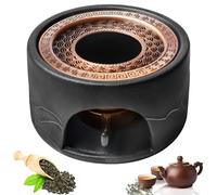 Calientaplatos para tetera de cerámica: calentador de té con portavelas y alfombrilla hueca, calentador de café para té, leche y café, calentador de tetera diseño clásico de porcelana para mesa y