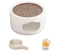 Calientaplatos para tetera de cerámica con alfombrilla de corcho y alfombrilla de cocina, calentador de tetera, calentador de té, calentador de té, calentador de té, calentador de té de cerámica