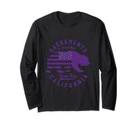 California Bear Bandera americana Sacramento City CA Vintage Manga Larga