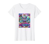 California Bear Graffiti Art Streetwear Urban Cali Flag Camiseta gráfica económica, Mujer, Blanco, L