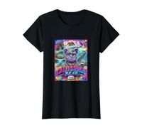 California Bear Graffiti Art Streetwear Urban Cali Flag Camiseta gráfica económica, Mujer, Negro, XS