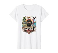 California Bear with Famous Landmarks Illustration Graphic Camiseta gráfica económica