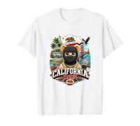 California Bear with Famous Landmarks Illustration Graphic Camiseta gráfica económica