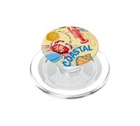 California Coastal Seafood Collage Retro Beach Food Art PopSockets PopGrip para MagSafe