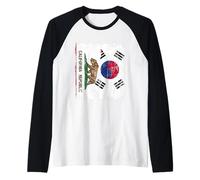 California Corea del Sur Media Bandera Californiana Corea del Sur Camiseta Manga Raglan