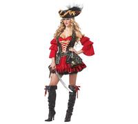 California Costumes Disfraz de pirata española para mujer, talla adulto, rojo, M UK