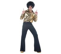California Costumes Men's Disco King Gold and Black 70s Fancy Dress Costume