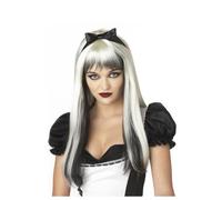 CALIFORNIA COSTUMES Peluca Blanca y Negra Pelo Largo con mechas Adulto