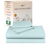 California Design Den Soft 100% de algodn para sbanas de cama queen con bolsillo profundo de 4 piezas Relleno queen con lminas de enfriamiento