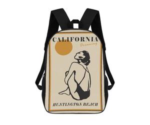 California Dreaming Huntington Beach Art Print Mochila Escolar Infantil De 17 Pulgadas Con Estampado 3D, Mochila Moderna Para Niños, Mochilas De Viaje, Bolsas Para Libros, Mochila Escolar Infantil
