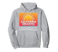 California Dreaming Sunset Beach Gráfico Sudadera con Capucha, Unisex para Adultos, Gris Jaspeado, M