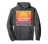 California Dreaming Sunset Beach Gráfico Sudadera con Capucha, Unisex para Adultos, Jaspeado Oscuro, L