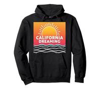 California Dreaming Sunset Beach Gráfico Sudadera con Capucha, Unisex para Adultos, Negro, M
