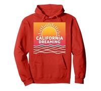 California Dreaming Sunset Beach Gráfico Sudadera con Capucha, Unisex para Adultos, Rojo, M