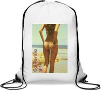 California Girls Beach Style Photo Art - Saco de gimnasio informal con cordón, color blanco, White, Talla única