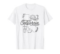 California Line Art Cool Artwork Sunset Surf Café Gráfico Camiseta