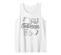 California Line Art Cool Artwork Sunset Surf Café Gráfico Camiseta sin Mangas