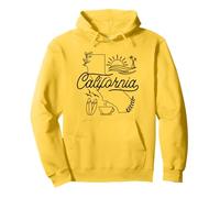 California Line Art Cool Artwork Sunset Surf Café Gráfico Sudadera con Capucha