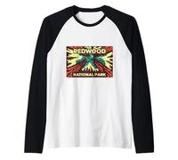 California Redwood National Park Árboles Gigantes Retro al Aire Libre Camiseta Manga Raglan