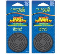 California Scents - Ambientador de Coche con Fragancia, Olor y Esencias a Newport New Car, Olor a Aroma de Coche Nuevo, Azul, 42 Gramos (Paquete de 2)
