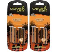 California Scents Ambientador de Coche en Bastones de Ventilación - Fragancia Duradera de Vainilla Monterey - 4 Unidades con Ajuste Personalizable del Aroma, Ideal para Cualquier Vehículo