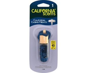 California Scents Ambientador de Coche en Botella Colgante - Fragancia Duradera de Noche de Casino (Hasta 45 Días) - Fácil de Colgar y Disfrutar de Aromas Atrevidos y Relajantes, 1 Unidad