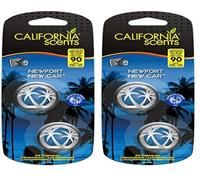 California Scents Ambientador de Coche - Minidifusores 2 Pack - Fragancia Duradera de Coche Nuevo (hasta 90 Días) - Ajusta la Intensidad del Aroma para Ventilación, Sin Bloquear el Flujo de Aire