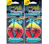 California Scents Ambientador de Coche - Papel en Forma de Palma - Aroma Intenso de Ola Oceano - Fragancia Duradera y Versátil para Coche, Hogar u Oficina, Disfruta de una Experiencia Única