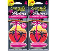 California Scents Ambientador de Coche - Papel en Forma de Palma - Pack 4 Aroma Intenso de Cereza - Fragancia Duradera y Versátil para Coche, Hogar u Oficina, Experiencia Única (Paquete de 2)