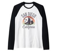 California State San Diego Retro Panda Zoo Camiseta Manga Raglan
