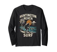 California Surfing Huntington Beach Surf Retro Hombres Surfs Up Manga Larga