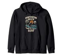 California Surfing Huntington Beach Surf Retro Hombres Surfs Up Sudadera con Capucha