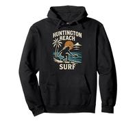 California Surfing Huntington Beach Surf Retro Hombres Surfs Up Sudadera con Capucha