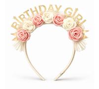 California Tot Diadema de cumpleaños para niñas y adultos, corona floral, tiara (cumpleaños de melocotón)