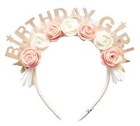 California Tot Diadema de cumpleaños para niñas y adultos, corona floral, tiara (cumpleaños de melocotón)