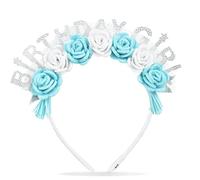 California Tot Niños y Adultos Cumpleaños Niñas Margarita Corona de Flores Cumpleaños Niña Diadema (Azul Birthday Girl)