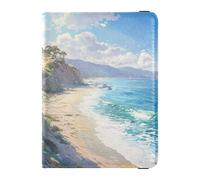 California's Sunny Beaches - Funda de cuero para pasaporte, gran capacidad, para hombre, accesorios de viaje