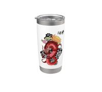 Caligrafía de dragón mítico chino rojo/diseño de tai chi Vaso térmico de acero inoxidable de doble pared
